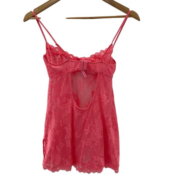 Victoria’s Secret Y2k 2006 Coral Lace Floral Logo Underwire Chemise Lingerie 34B - Picture 8 of 11
